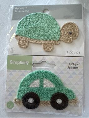 Simplicity Mint Green Turtle and Car Sew On Appliqués